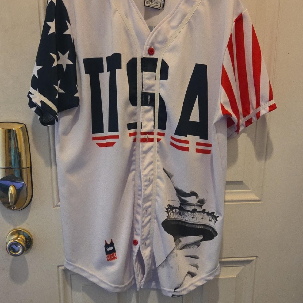 USA Themed Men's Jersey - White, Blue, Red